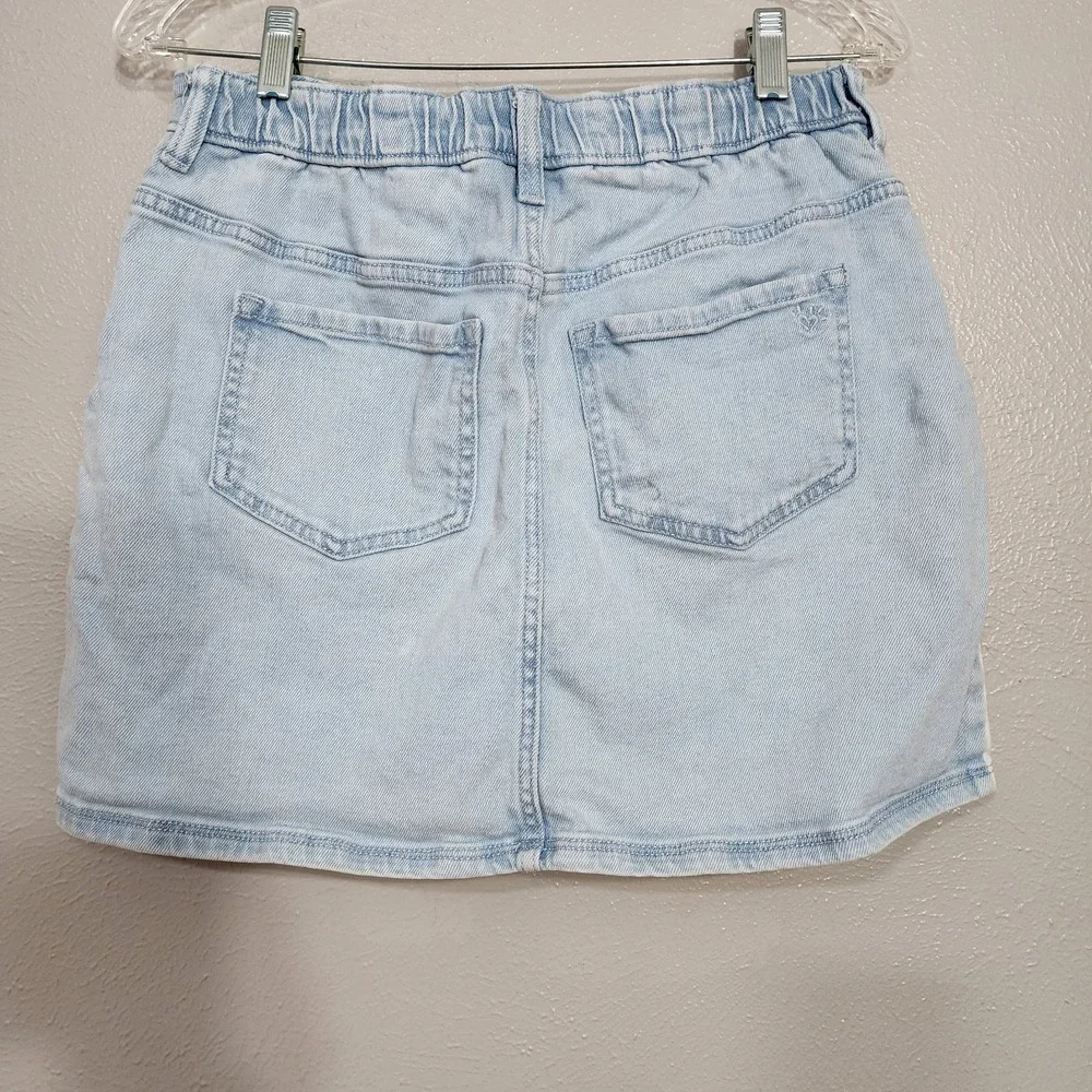 Justice Girls XL Plus Care Bears Two Tone Light Wash Button Denim Skirt